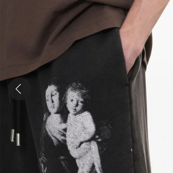 Off-White Black Graphic “Mary” Skater Track Shorts - Men’s XS - 9”